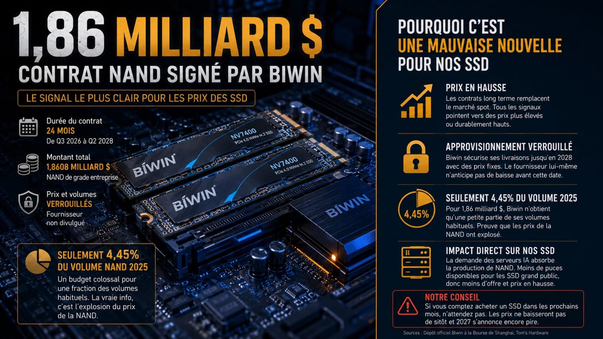 Biwin lâche 1,86 milliard $ pour sa NAND : le signal SSD