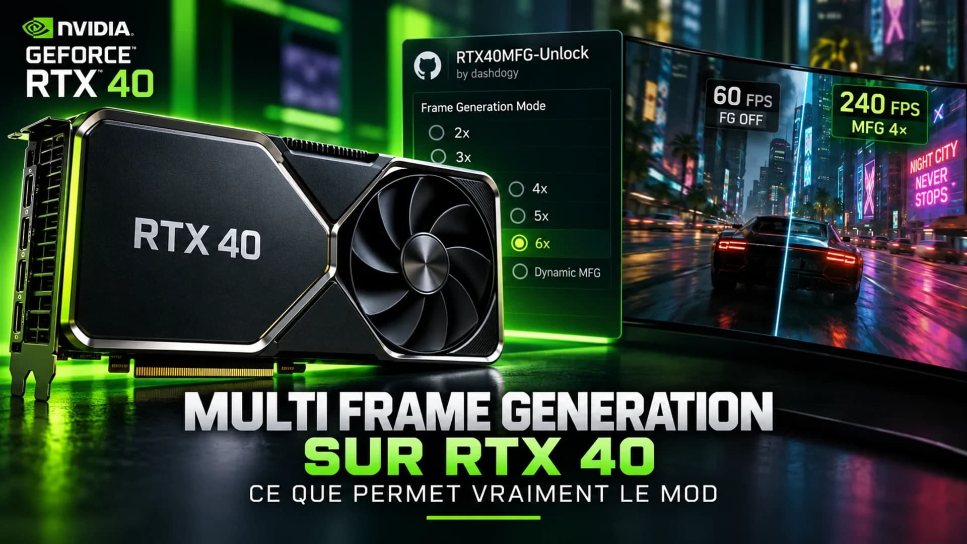 Multi Frame Generation sur RTX 40 : ce que permet vraiment le mod